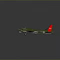 Detailed Green Military Airplane Model With Red Wings Tail And White Star Emblem