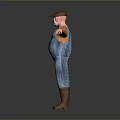 Man With Brown Hat White Beard In Orange Long Sleeve Shirt And Blue Overalls Standing With Arms Outstretched