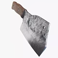 Vintage Kitchen Cleaver With Wooden Handle And Worn Blade Texture For Cooking