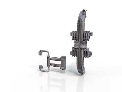 Durable Industrial Metal Mechanical Equipment Components With Curved Rectangular Parts 3d model