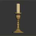 Golden Brass Candle Holder Furniture with White Candle and Hexagonal Base for Home Decor