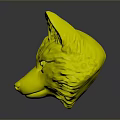 Realistic Fox Head 3D Model With Orange Fur Yellow Eyes Upright Ears And Reflection