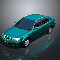 Green Sedan Car With Smooth Surface And Reflective Finish On Dark Background
