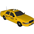 Yellow Taxi Sedan With Roof Sign And Vehicle Design Features