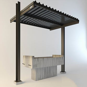 modern oven cement grill 3d model