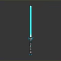 Blue Lightsaber Weapon With Glowing Blade Detailed Hilt And Sci Fi Design