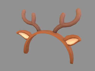 Cute Brown Antler Headband Hat with Soft Ears for Festive Occasions 3d model