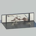 Modern Landscape Wall With Layered Mountain Pattern And Giraffe Ornaments Against Blue Sky