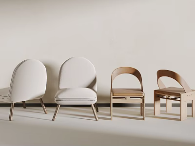 Stylish Single Chairs for Home Interior with Upholstered and Wooden Designs 3d model