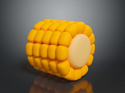 Fresh Yellow Cylindrical Fruit With Rounded Segments And Light Center On Black Background With Reflection 3d model