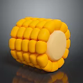Fresh Yellow Cylindrical Fruit With Rounded Segments And Light Center On Black Background With Reflection 3d model