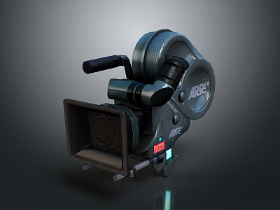 ARRI Vintage Electronic Camera With Metal Body Handle And Stand Design 3d model
