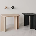 Modern Light Wooden And Black Stools With Round Wall Decor On Light Wall Wooden Floor