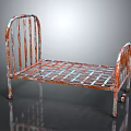 Rusty Iron Double Bed With Curved Headboard Footboard And Vintage Metal Frame Design