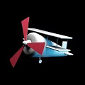 Vintage Passenger Airplane Flying In Pastel Colored Sky With Red Propeller