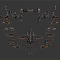 Futuristic Sci Fi Spaceship Models With Multiple Circular Structures And Mechanical Modules 3d model