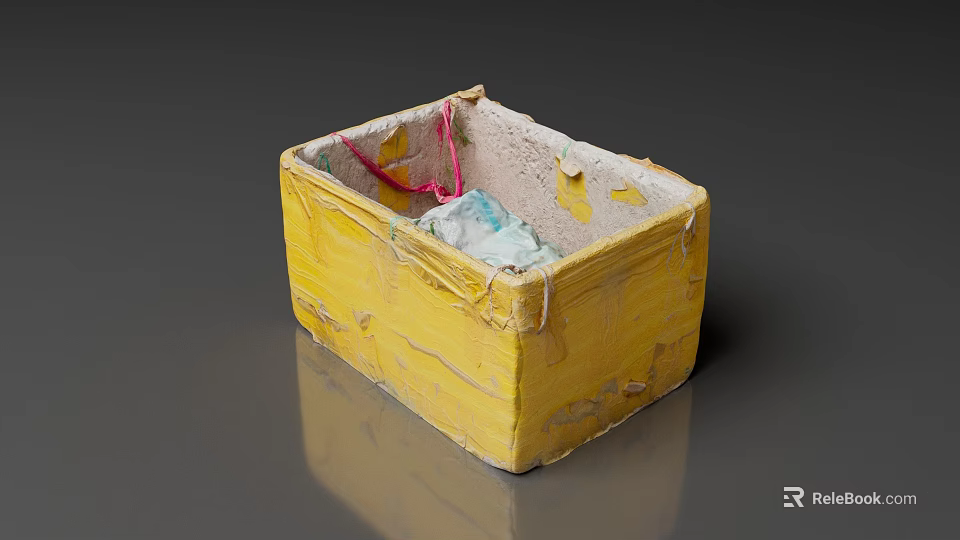 Yellow Textured Storage Box For Organizing Household Items And Small Accessories 3d model 