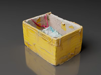 Yellow Textured Storage Box For Organizing Household Items And Small Accessories 3d model