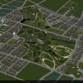 Aerial View Urban Planning With Green Spaces Building Layouts And Road Networks