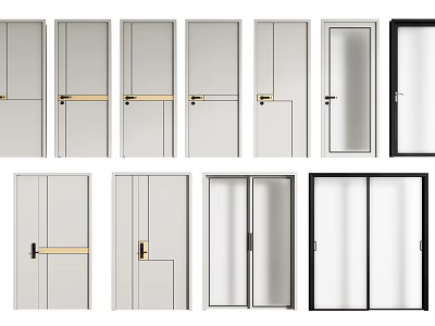 Modern Hinged Doors With Various Styles And Stylish Handles For Interior 3d model