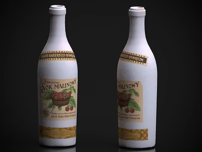 Two Dr Mallory Food Bottles With Cherry Illustrations And Classic Vintage Labels 3d model
