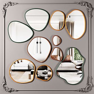 modern mirror shaped mirror group 3d model