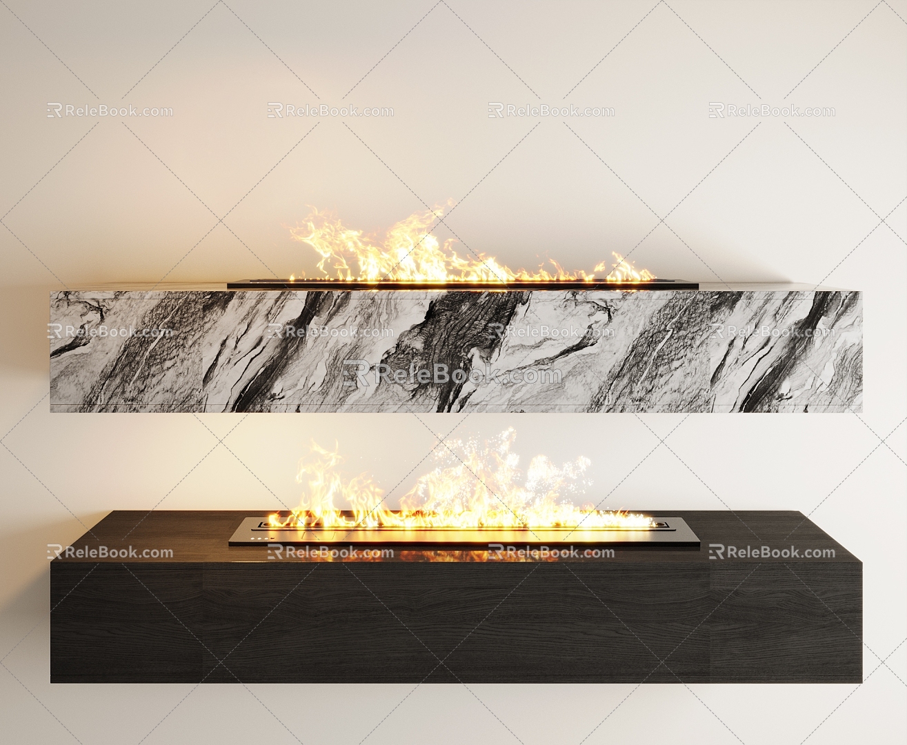 Modern Fireplace Electronic Fireplace Flame Gas Fireplace Components 3d model