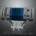Electric Vehicle Battery Component With Silver Metal Casing And Blue Striped Core Structure