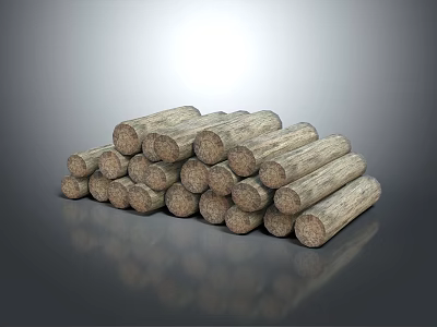 Natural Wood Logs Neatly Stacked As Rustic Home Decor And Heating Material 3d model