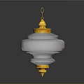 Golden Transparent Crystal Lantern Shaped Hanging Ornament With Decorative Top And Base Design