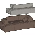 Modern Brown and Gray Leather Two Seater Sofas with Soft Comfortable Cushions 3d model
