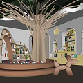 Modern Children's Entertainment Room Children's Interactive Device Shaped Bookcase Shaped Tree Toy Building Blocks 3d model