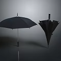 Black Umbrella for Daily Use Open and Closed with Practical Waterproof Canopy
