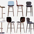 Stylish Bar Stools With Modern Designs Various Colors And Metal Frames 3d model