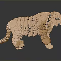 Artisan Crafted Golden Cubes Form 3D Tiger Sculpture With Reflective Surface