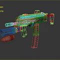 Black Tactical Submachine Gun With Attached Ammunition Cartridge Modern Design And Ergonomic Grip