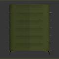 Green Open Front Tent With Flat Top Yellow Edge Straps And Brown Ground