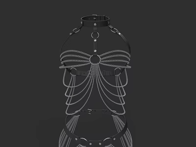 Edgy Modern Bodice With Chain Details Metal Rings And Straps Fashion Design 3d model