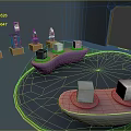 Abstract Modern Exhibition Space 3D Render With Geometric Platforms And Display Objects