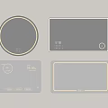 Smart Mirror Featuring Round and Square Design LED Light Display Screen Showing Temperature Health Data 3d model
