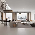 Modern Living Room Interior With Floor to Ceiling Windows City View TV Sofa and Rug
