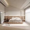 Modern Bedroom Interior With Open Closet Wooden Floor Window Curtains Table And Chair