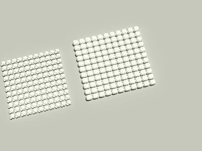 Two White Square Grids Composed of Small Cubes on Gray Background 3d model