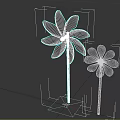 American Flag Design Windmill And White Daisy Shaped Garden Decor With Wooden Sticks