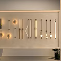 Modern Wall Lamps With Different Designs Displayed On Interior Wall Showcase 3d model