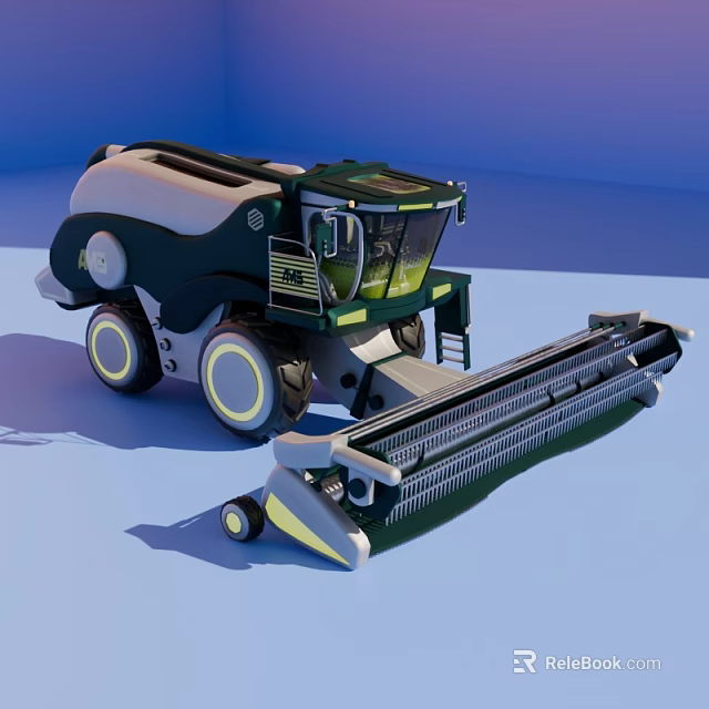 Modern Functional Agricultural Vehicle Combine Harvester With Harvesting Header And Large Wheels 3d model 