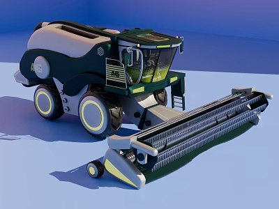 Modern Functional Agricultural Vehicle Combine Harvester With Harvesting Header And Large Wheels 3d model