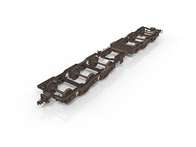 Detailed Train Bogie Metal Mechanical Structure With Wheels And Connecting Parts 3d model