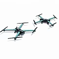 Black And Teal Quadcopter Drones With Four Propellers For Aerial Activities