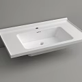 Wall Mounted Modern White Washbasin with Rectangular Countertop and Sleek Design 3d model